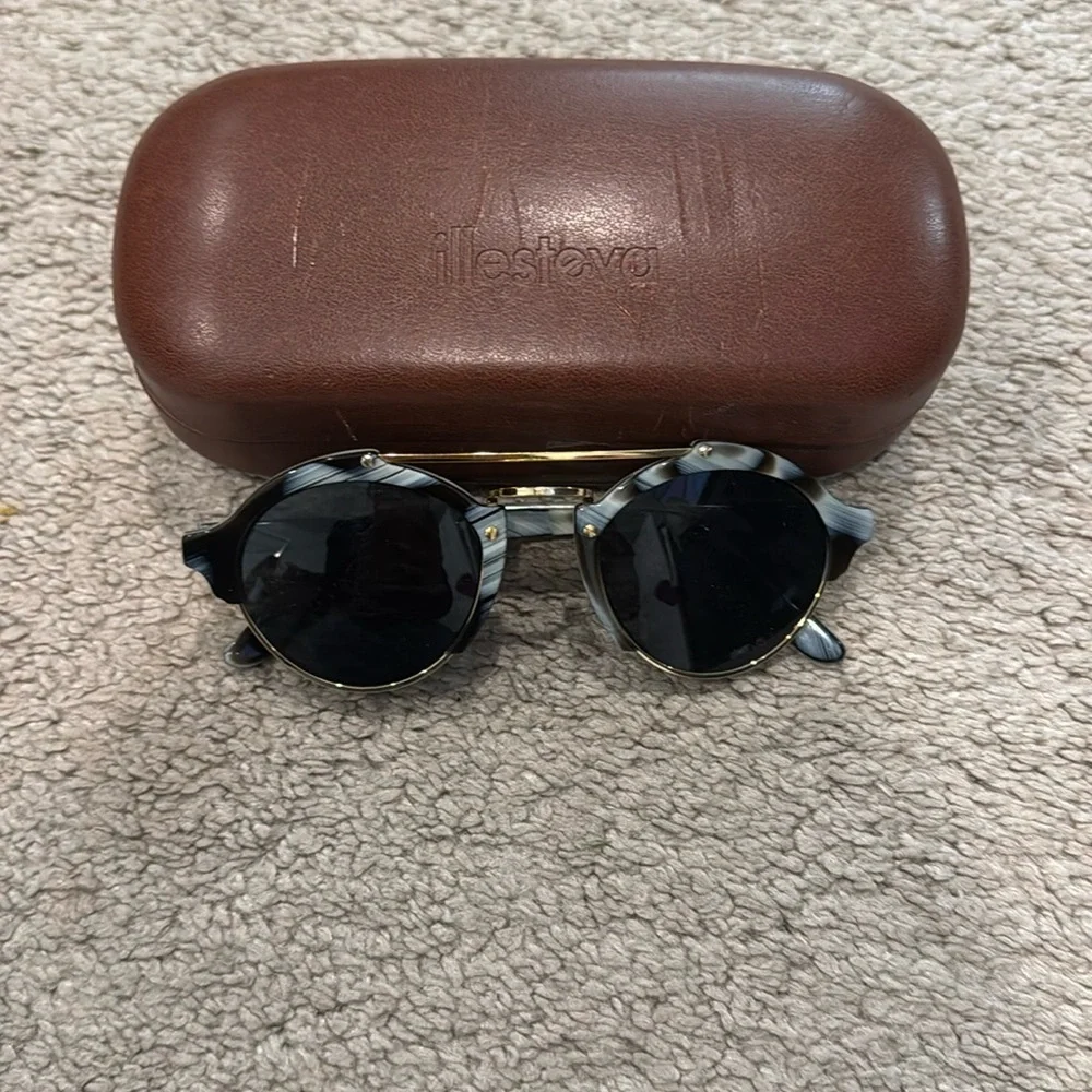 Illesteva Black and Gold Clubmaster Sunglasses